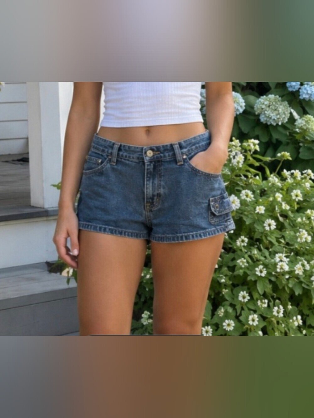 Hydraulic Vintage Size 11/12 Stonewashed Denim Cargo Shorts 100% Cotton